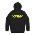 VPW Yellow Logo Hoodie Sweatshirt, Cotton, Polyester, Black, Large
